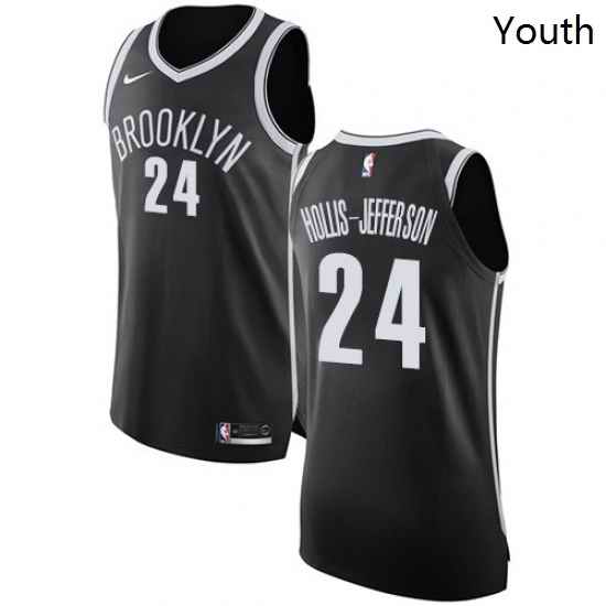 Youth Nike Brooklyn Nets 24 Rondae Hollis Jefferson Authentic Black Road NBA Jersey Icon Edition